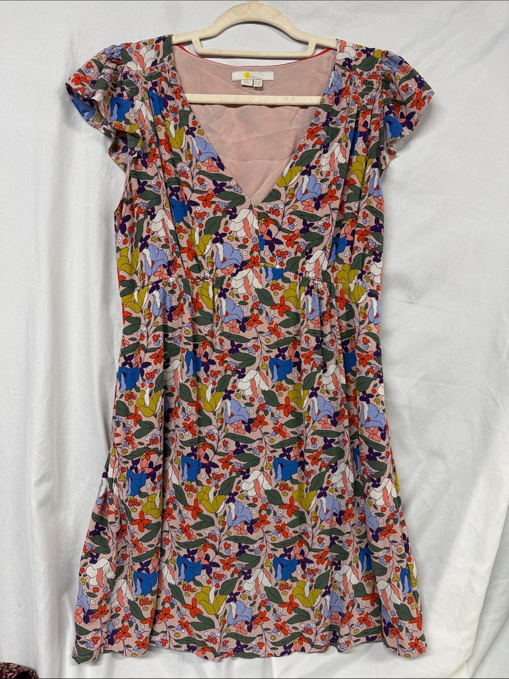 Boden Pink Multi Floral V-Neck A-Line Dress